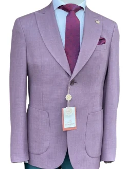 Romaster Purple Slim Fit Stretch Wool Blend Blazer Sportcoat With Patch Pockets