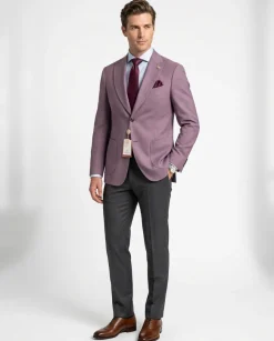 Romaster Purple Slim Fit Stretch Wool Blend Blazer Sportcoat With Patch Pockets