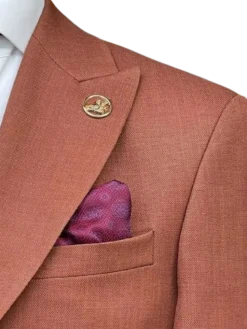 Romaster Rust Slim Fit Stretch Wool Blend Blazer Sportcoat With Patch Pockets