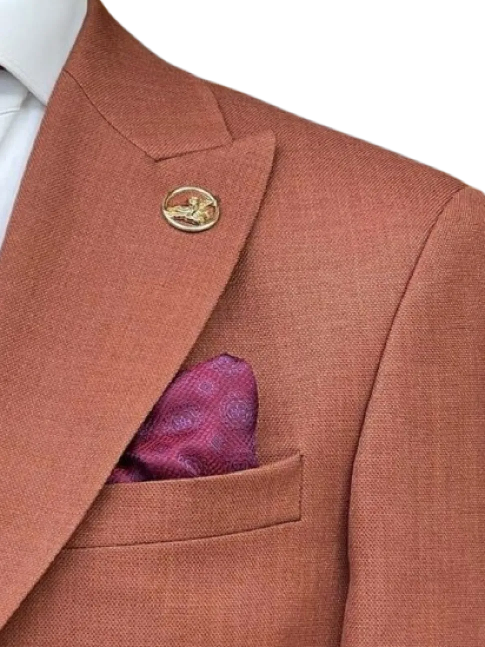 Romaster Rust Slim Fit Stretch Wool Blend Blazer Sportcoat With Patch Pockets