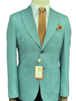 Romaster Teal Slim Fit Stretch Wool Blend Blazer Sportcoat With Patch Pockets