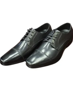 Salo NY Mens Black Cap Toe Lace Up Oxford Leather Dress Shoes