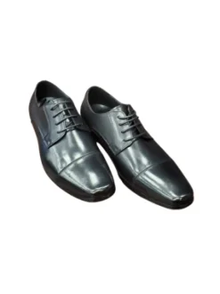 Salo NY Mens Black Cap Toe Lace Up Oxford Leather Dress Shoes