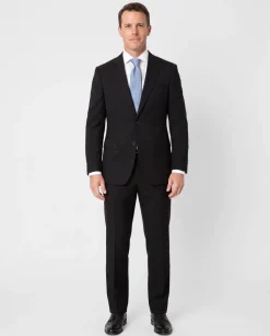 Sartoria Mazara Black Fine Crosshatch Weave Slim Fit Wool 2-Button Suit