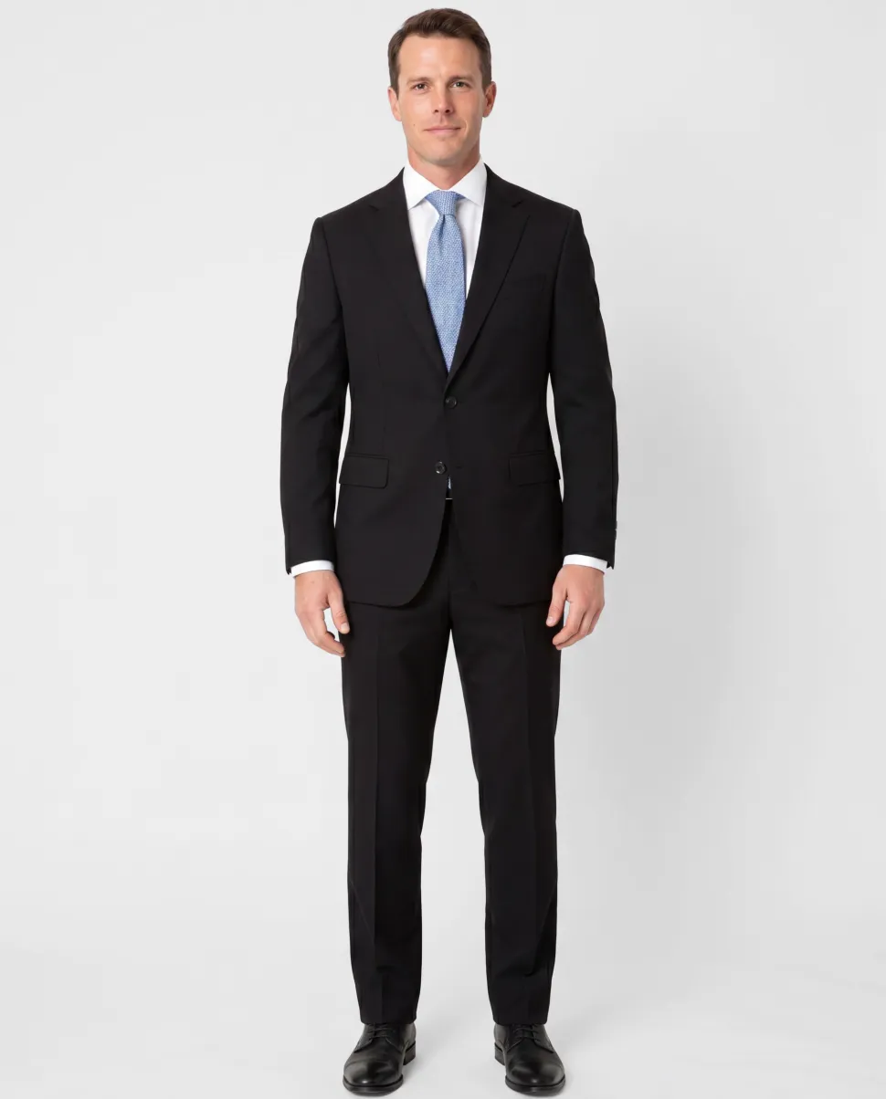 Sartoria Mazara Black Fine Crosshatch Weave Slim Fit Wool 2-Button Suit
