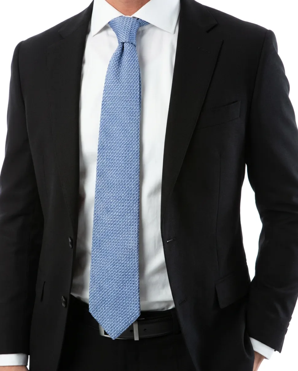 Sartoria Mazara Black Fine Crosshatch Weave Slim Fit Wool 2-Button Suit