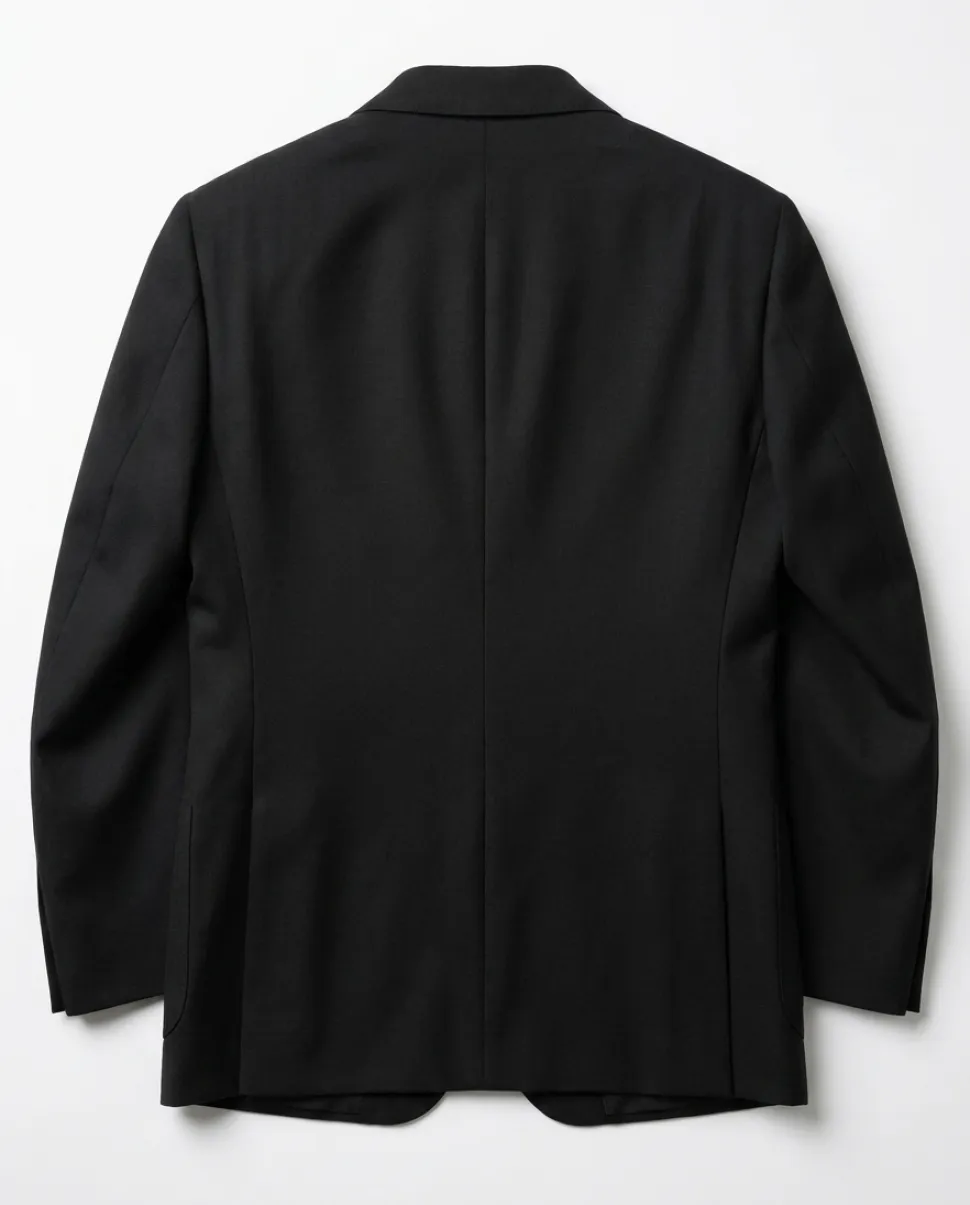 Sartoria Mazara Black Fine Crosshatch Weave Slim Fit Wool 2-Button Suit