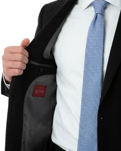 Sartoria Mazara Black Fine Crosshatch Weave Slim Fit Wool 2-Button Suit