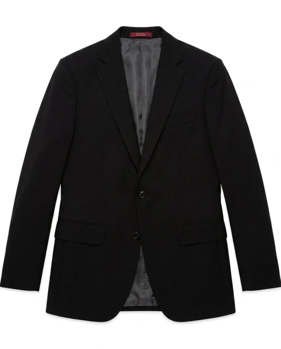 Sartoria Mazara Black Fine Crosshatch Weave Slim Fit Wool 2-Button Suit