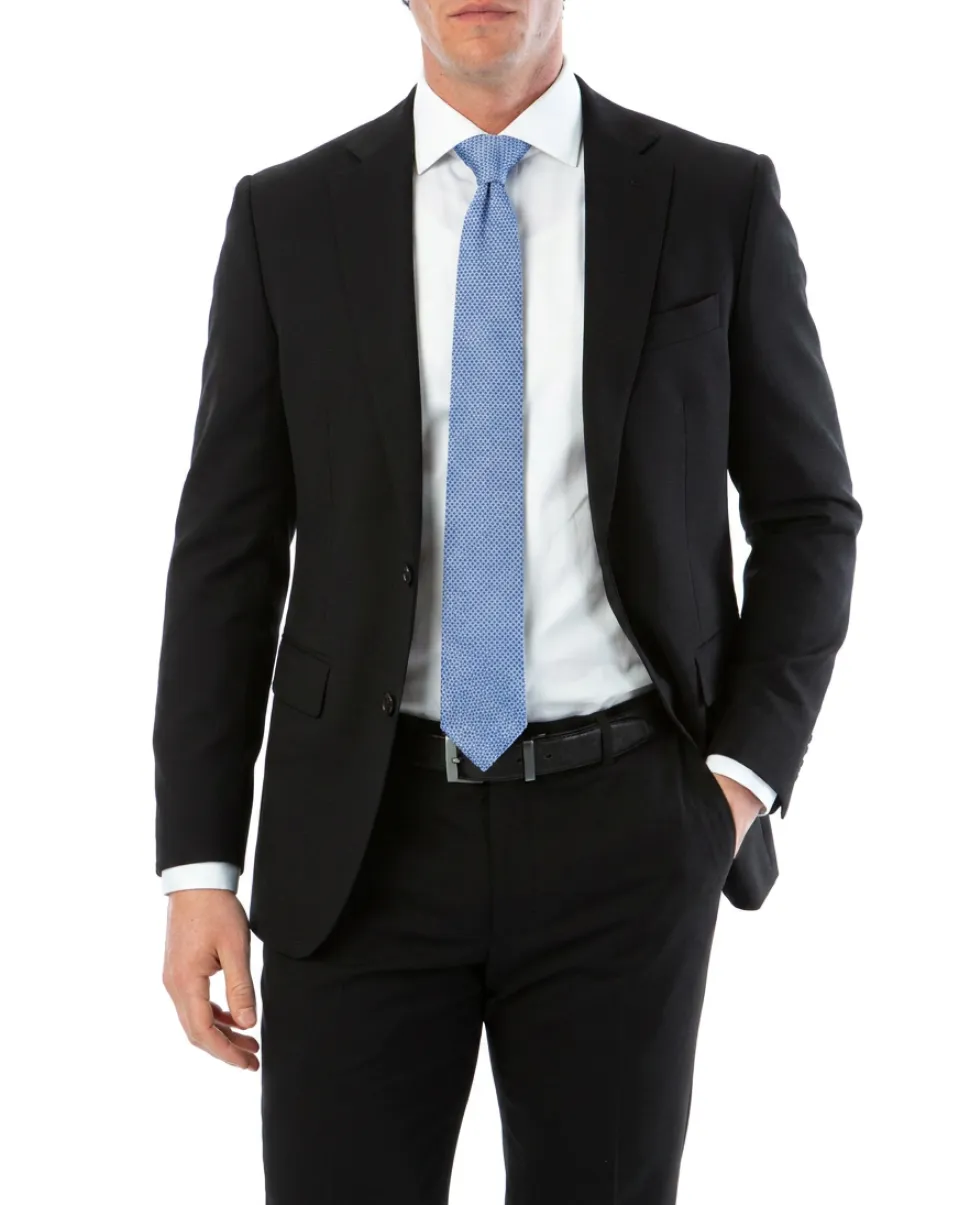 Sartoria Mazara Black Fine Crosshatch Weave Slim Fit Wool 2-Button Suit