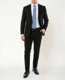 Sartoria Mazara Black Fine Crosshatch Weave Slim Fit Wool 2-Button Suit