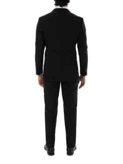 Sartoria Mazara Black Micro-Textured Slim Fit Notch Lapel 2-Button Wool Suit