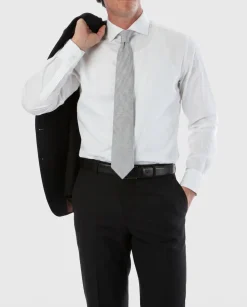 Sartoria Mazara Black Micro-Textured Slim Fit Notch Lapel 2-Button Wool Suit
