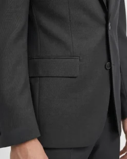 Sartoria Mazara Black Micro-Textured Slim Fit Notch Lapel 2-Button Wool Suit