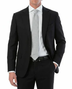 Sartoria Mazara Black Micro-Textured Slim Fit Notch Lapel 2-Button Wool Suit