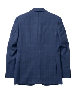 Sartoria Mazara Blue Plaid Windowpane Slim Fit Notch Lapel Wool 2-Button Suit