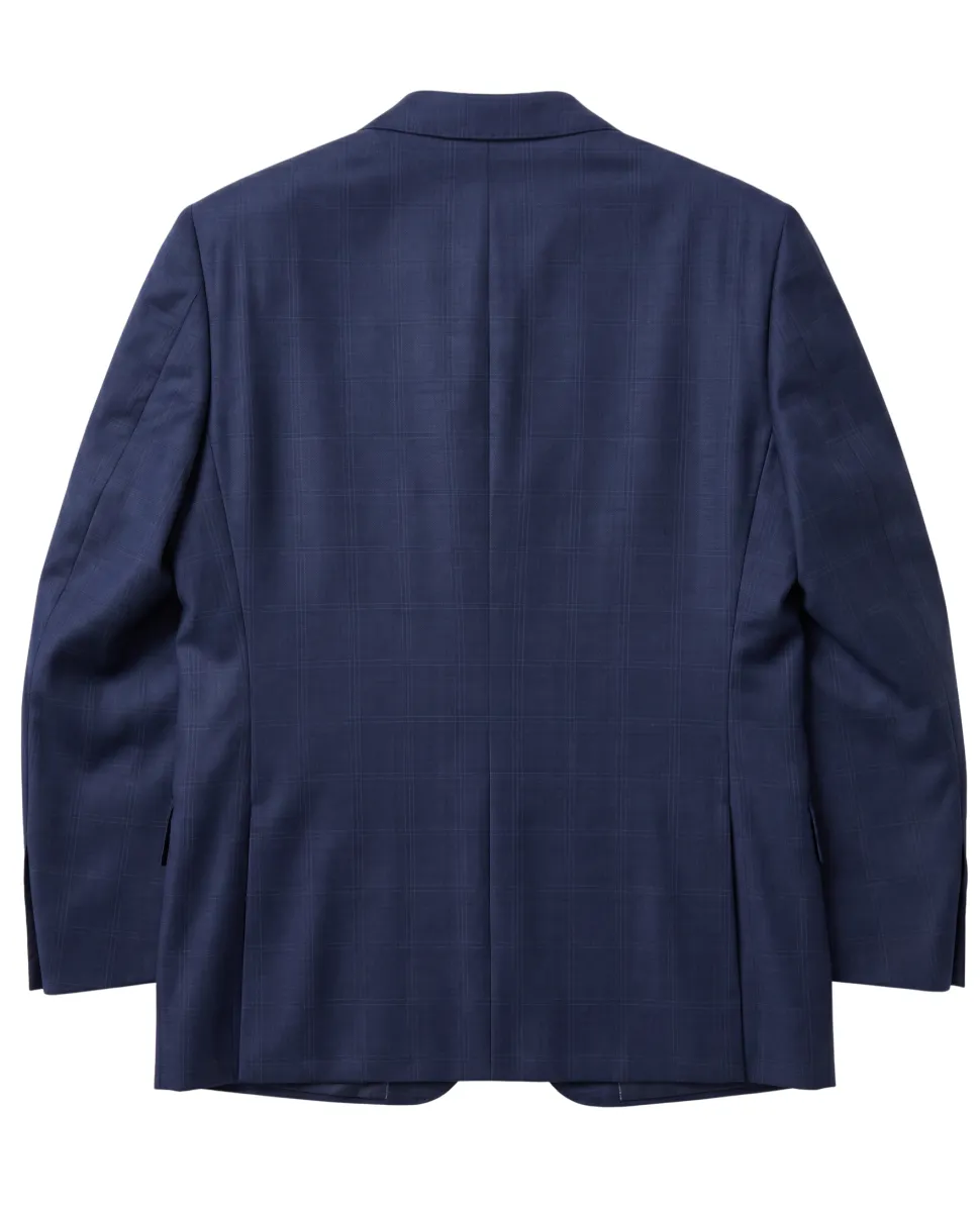 Sartoria Mazara Blue Plaid Windowpane Classic Fit Notch Lapel Wool blend 2 buttonSuit
