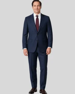 Sartoria Mazara Dark Blue On Blue Plaid Portly Fit Notch Lapel Wool 2-Button Suit