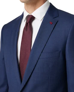 Sartoria Mazara Dark Blue On Blue Plaid Portly Fit Notch Lapel Wool 2-Button Suit
