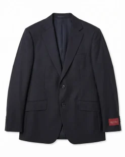 Sartoria Mazara Mens Black Tonal Striped Classic Fit Wool 2 Button Suit
