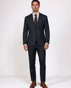Sartoria Mazara Mens Black Tonal Striped Classic Fit Wool 2 Button Suit