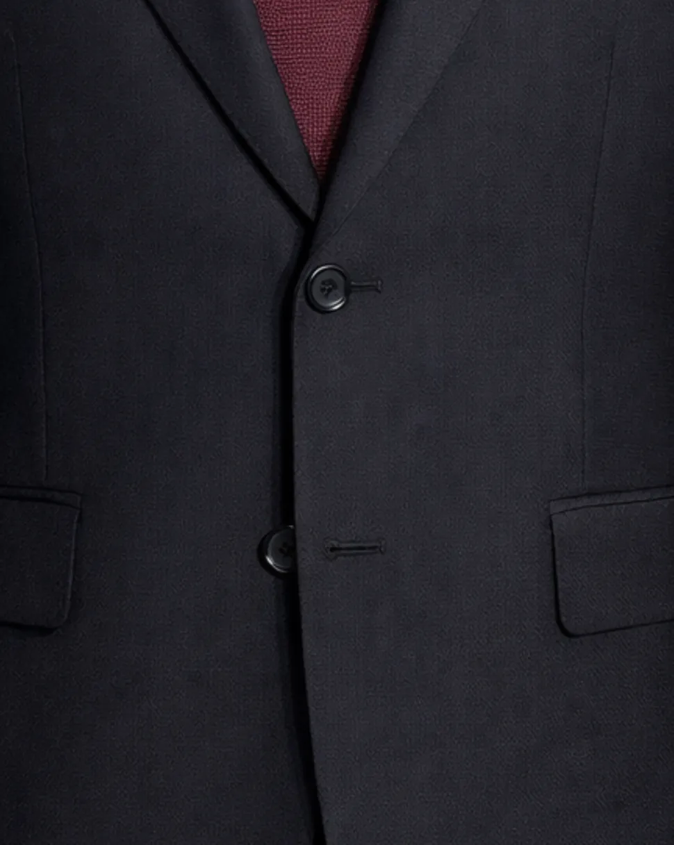 Sartoria Mazara Mens Black Weave Classic Fit Wool 2-Button Blazer Sportcoat