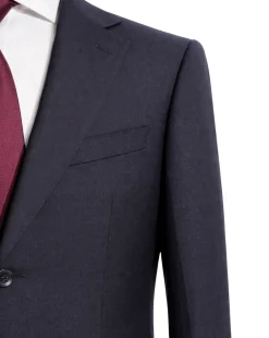 Sartoria Mazara Mens Black Weave Classic Fit Wool 2-Button Blazer Sportcoat