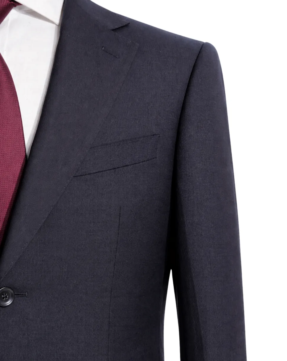 Sartoria Mazara Mens Black Weave Classic Fit Wool 2-Button Blazer Sportcoat