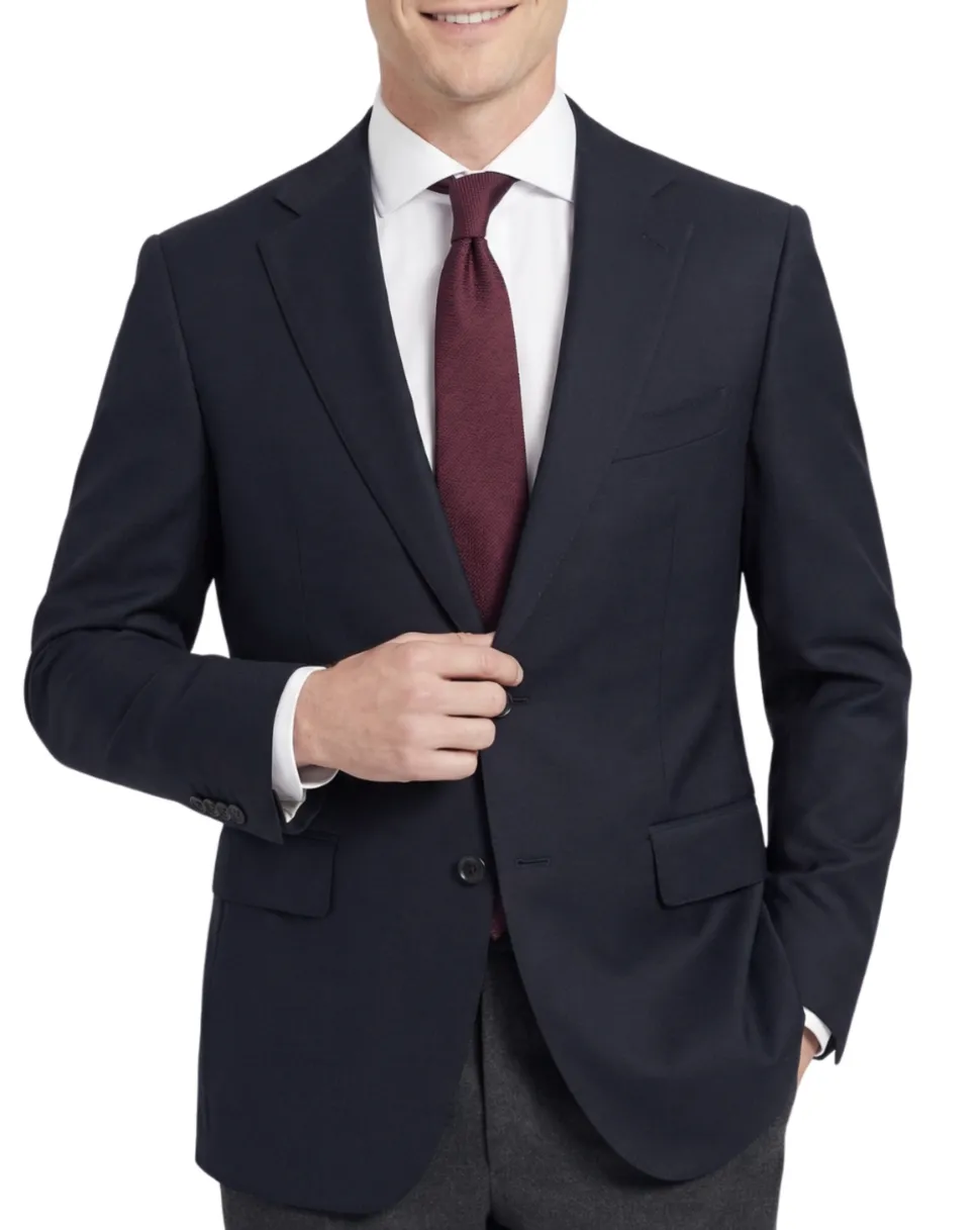 Sartoria Mazara Mens Black Weave Classic Fit Wool 2-Button Blazer Sportcoat