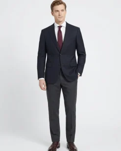 Sartoria Mazara Mens Black Weave Classic Fit Wool 2-Button Blazer Sportcoat