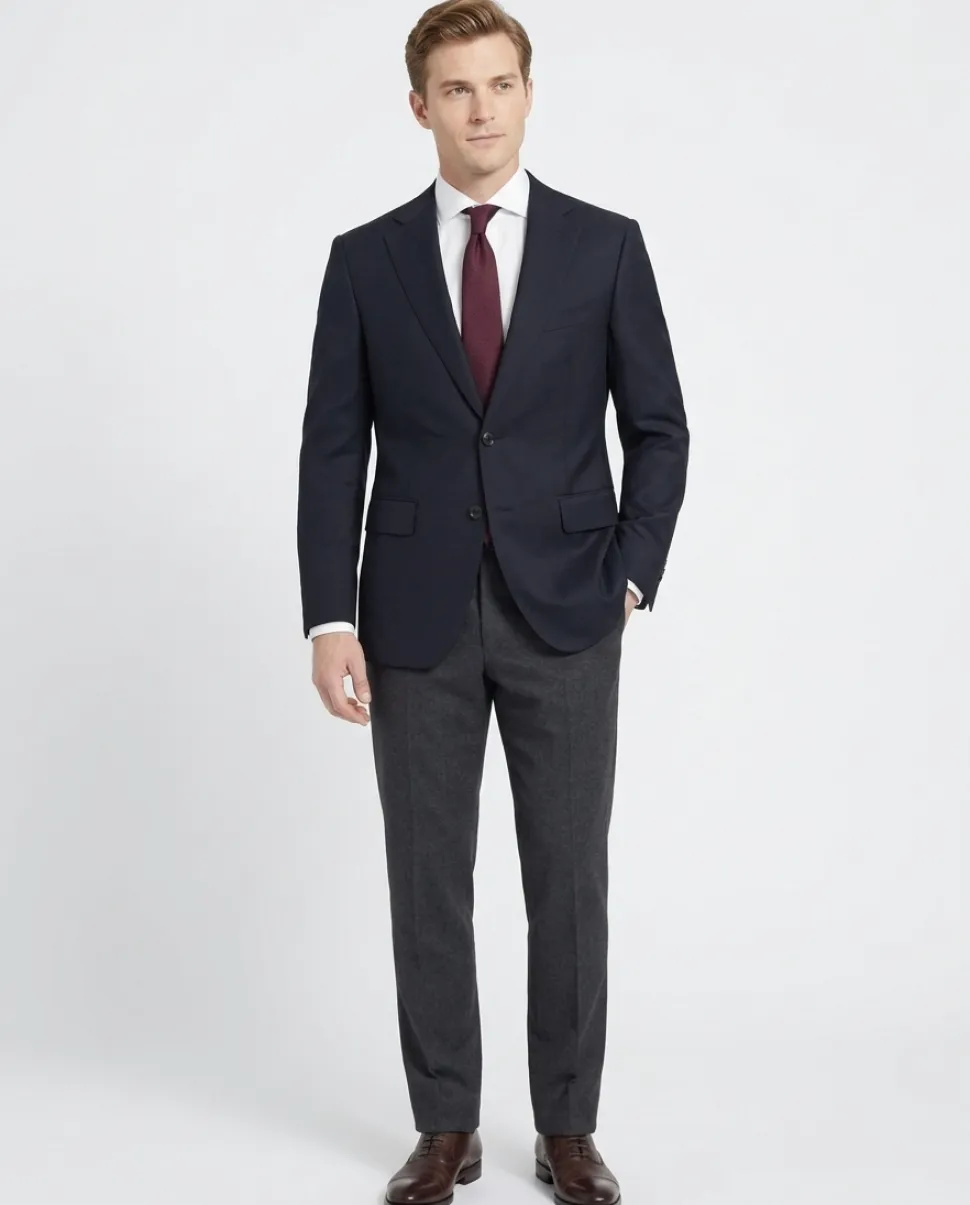 Sartoria Mazara Mens Black Weave Classic Fit Wool 2-Button Blazer Sportcoat