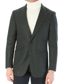 Sartoria Mazara Mens Classic Fit Green With Blue Check 2 Button Stretch Blazer Sportcoat