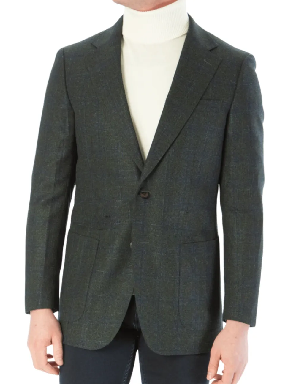 Sartoria Mazara Mens Classic Fit Green With Blue Check 2 Button Stretch Blazer Sportcoat