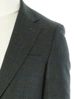 Sartoria Mazara Mens Classic Fit Green With Blue Check 2 Button Stretch Blazer Sportcoat
