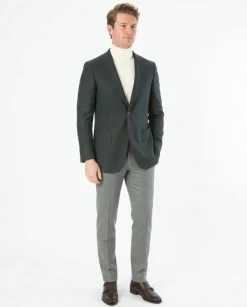 Sartoria Mazara Mens Classic Fit Green With Blue Check 2 Button Stretch Blazer Sportcoat
