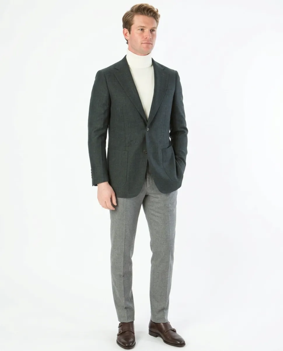 Sartoria Mazara Mens Classic Fit Green With Blue Check 2 Button Stretch Blazer Sportcoat