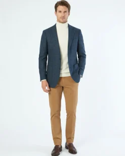 Sartoria Mazara Mens Classic Fit Blue With Green Check 2 Button Blazer Sportcoat