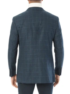 Sartoria Mazara Mens Classic Fit Blue With Green Check 2 Button Blazer Sportcoat