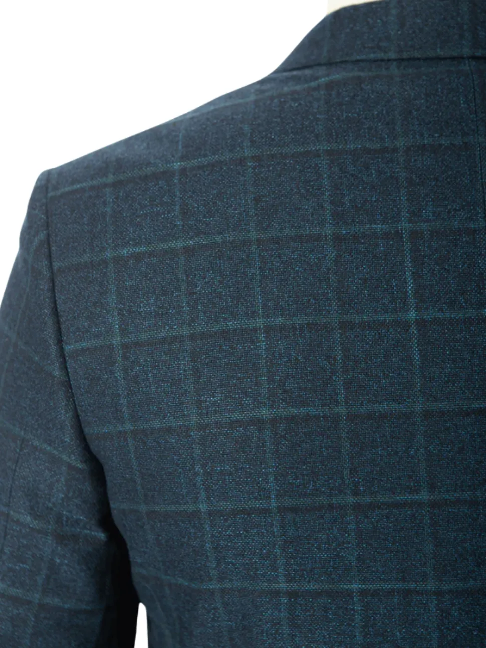 Sartoria Mazara Mens Classic Fit Blue With Green Check 2 Button Blazer Sportcoat