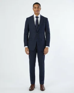 Sartoria Mazara Mens Classic Fit Blue Plaid 100% Wool 2 Piece Suit