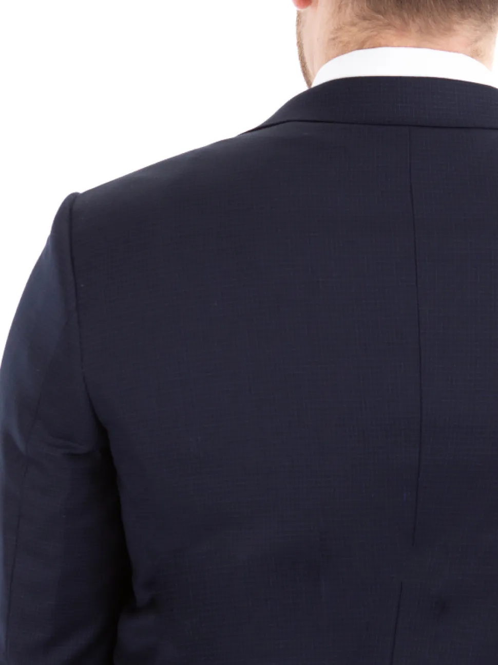 Sartoria Mazara Mens Classic Fit Navy Mini Check 100% Wool 2 Piece Suit