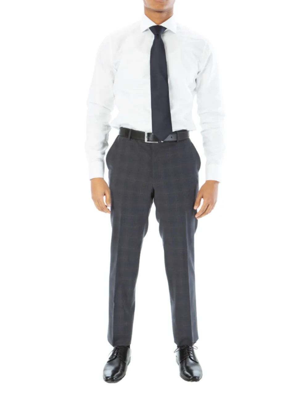 Sartoria Mazara Mens Classic Fit Gray With Blue Check 100% Wool Suit With Peak Lapels