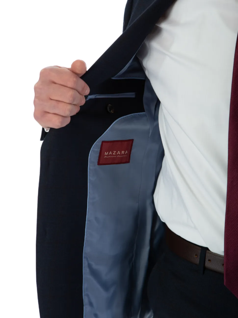 Sartoria Mazara Mens Classic Fit Navy & Brown Check 100% Wool 2 Piece Suit