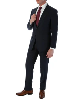 Sartoria Mazara Mens Classic Fit Navy & Brown Check 100% Wool 2 Piece Suit