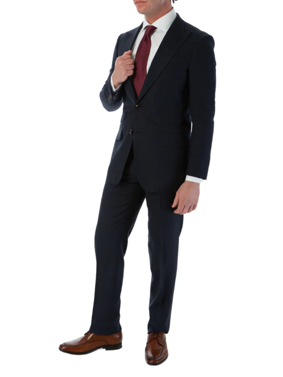 Sartoria Mazara Mens Classic Fit Navy & Brown Check 100% Wool 2 Piece Suit