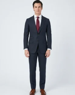 Sartoria Mazara Mens Classic Fit Navy & Brown Check 100% Wool 2 Piece Suit