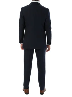 Sartoria Mazara Mens Classic Fit Navy & Brown Check 100% Wool 2 Piece Suit