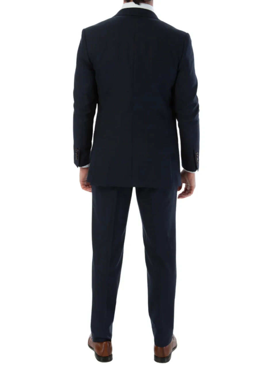 Sartoria Mazara Mens Classic Fit Navy & Brown Check 100% Wool 2 Piece Suit