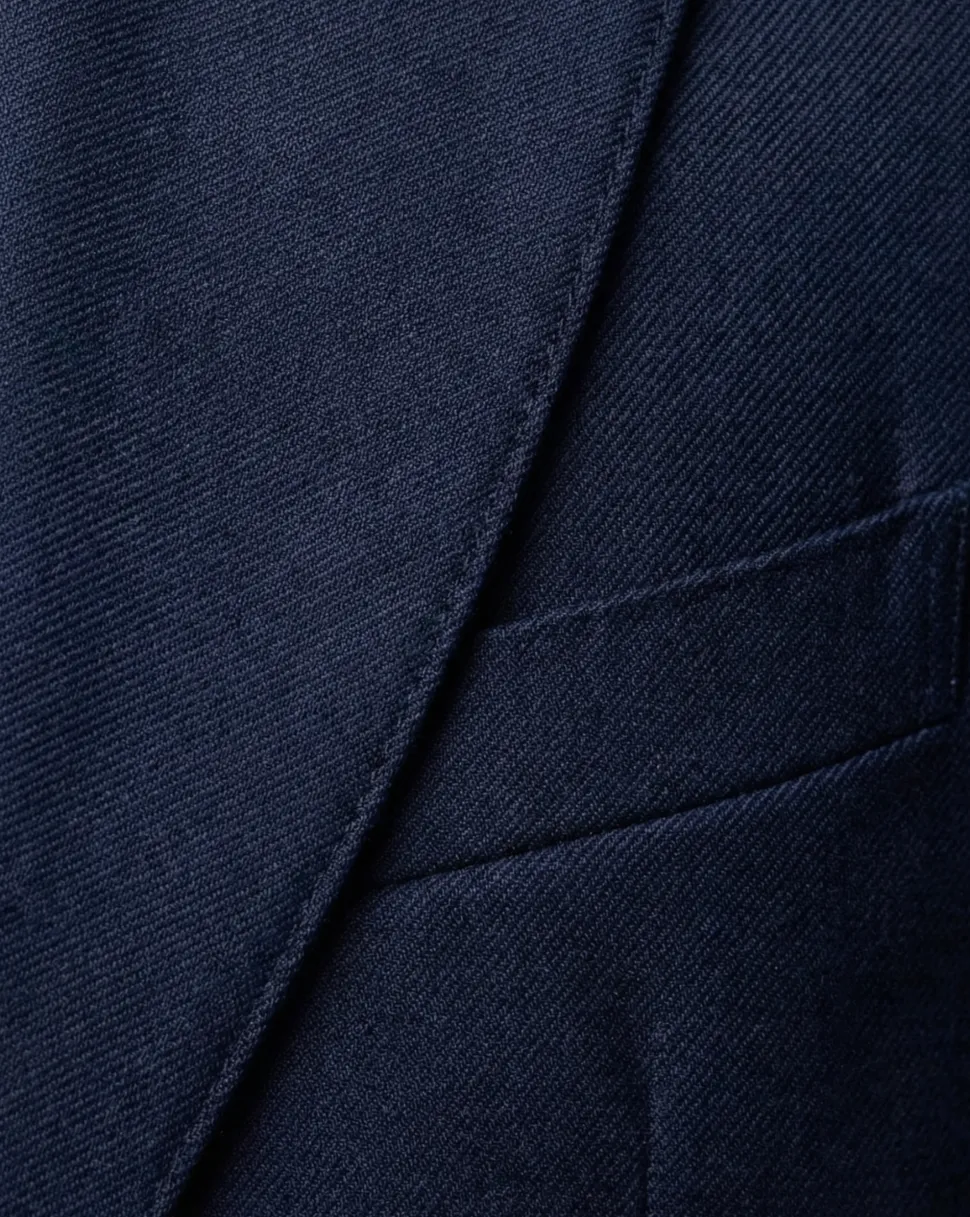 Sartoria Mazara Mens Navy Blue Weave Classic Fit 100% Wool Blazer Sportcoat
