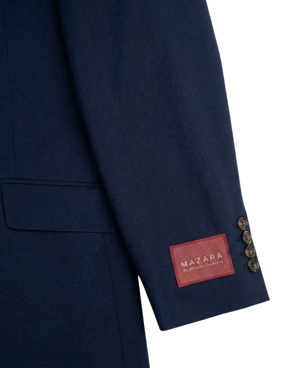 Sartoria Mazara Mens Navy Blue Weave Classic Fit 100% Wool Blazer Sportcoat
